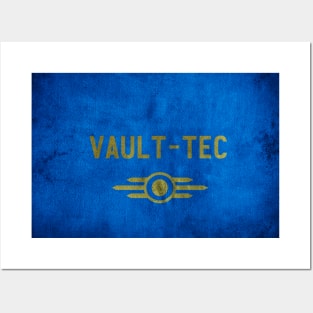Blue Grimy Vault-Tec Jumpsuit Golden Logo Posters and Art